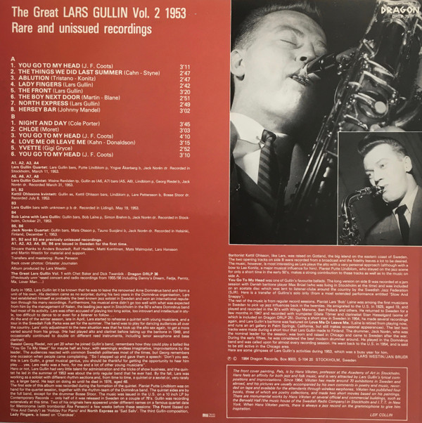 Lars Gullin - 1953 - Rare And Unissued Recordings, Vol. 2 | Dragon (DRLP 75) - 2 Lars Gullin - 1953 - Rare And Unissued Recordings, Vol. 2 | Dragon (DRLP 75) - 2