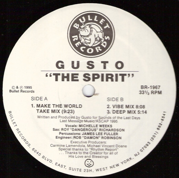 Gusto - The Spirit | Bullet Records (BR 1967)