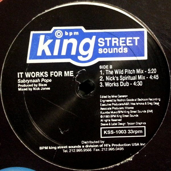Sabrynaah Pope - It Works For Me | King Street Sounds (KSS-1003) - 2