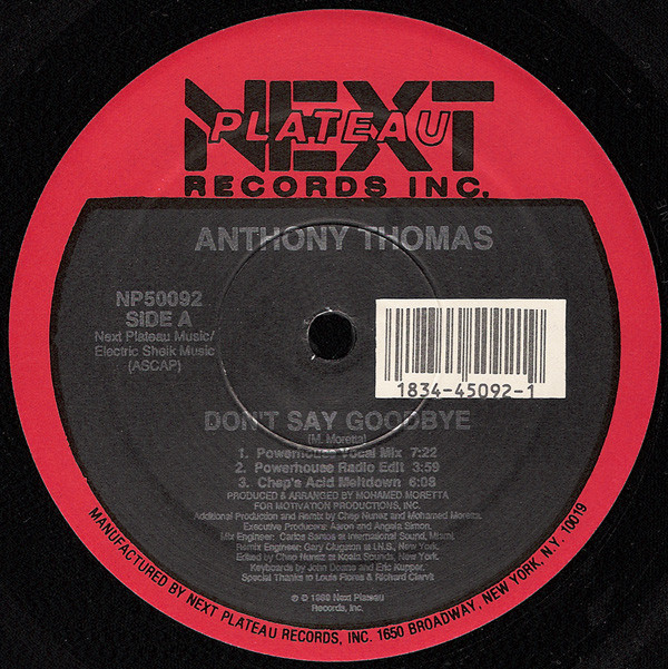 Anthony Thomas - Don't Say Goodbye | Next Plateau Records Inc. (NP50092)