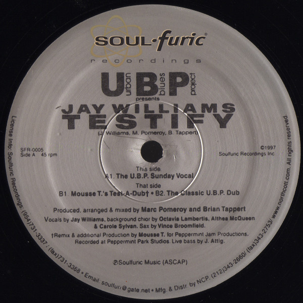 Urban Blues Project Presents Jay Williams - Testify | Soulfuric Recordings (SFR-0005) - 3