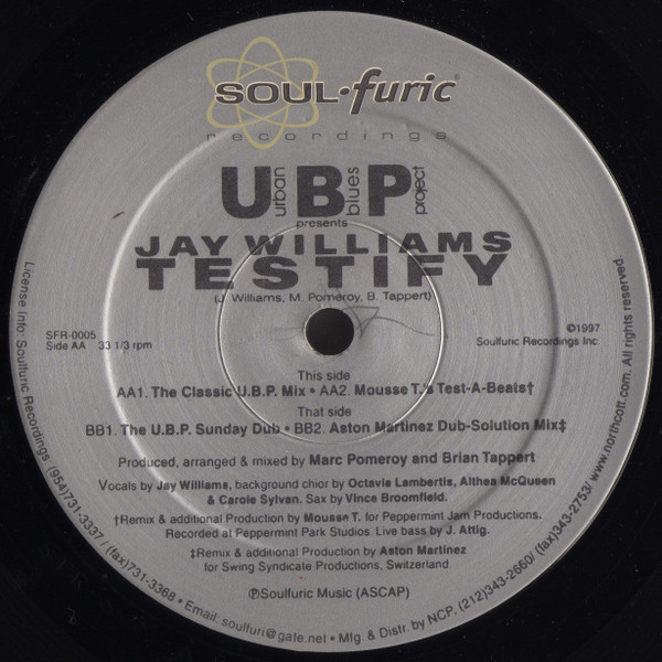 Urban Blues Project Presents Jay Williams - Testify | Soulfuric Recordings (SFR-0005) - 5