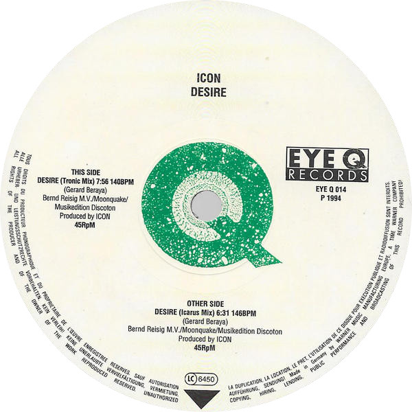 Icon - Desire | Eye Q Records (EYE Q 014) - 2