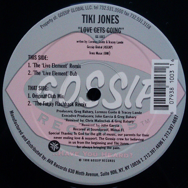 Tiki Jones - Love Gets Going | Gossip Records (GG-1003) - main