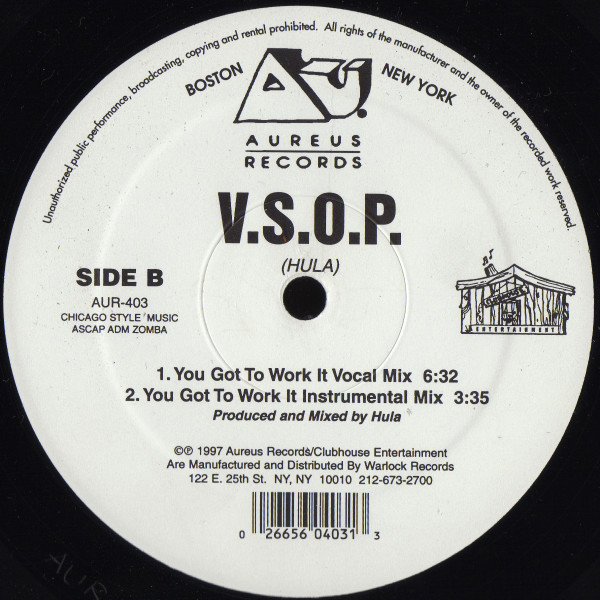 V.S.O.P. - I Will Be There / You Got To Work It | Aureus Records (AUR-403) - 2