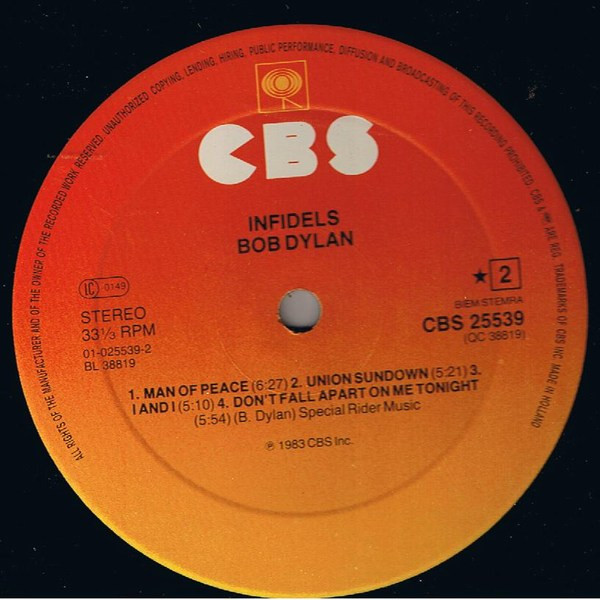 Bob Dylan - Infidels | CBS (CBS 25539) - 4 Bob Dylan - Infidels | CBS (CBS 25539) - 4