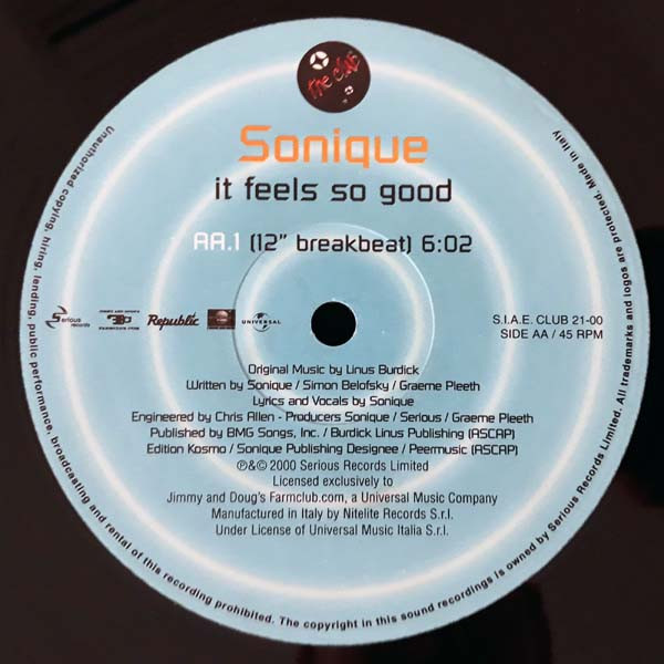 Sonique - It Feels So Good | Nitelite The Club Records (CLUB 21-00) - 4