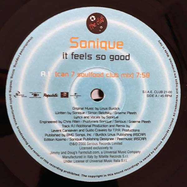 Sonique - It Feels So Good | Nitelite The Club Records (CLUB 21-00) - 3