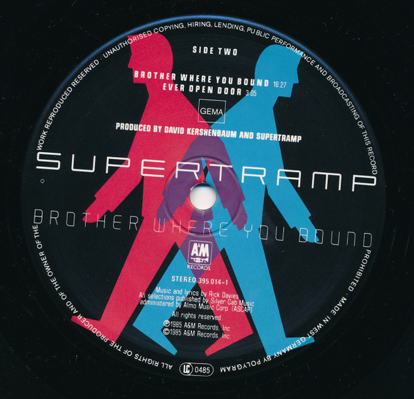 Supertramp Brother Where You Bound A&M Records (395 0141) XTCR