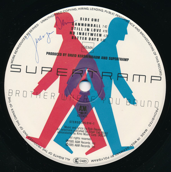 Supertramp Brother Where You Bound A&M Records (395 0141) XTCR