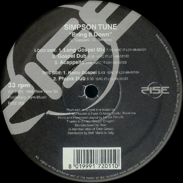 Simpson Tune - Bring It Down | Rise (RISE 008) - main