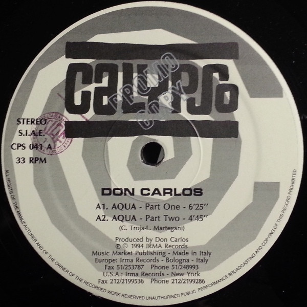 Don Carlos - Aqua | Calypso Records (CPS 041) - main
