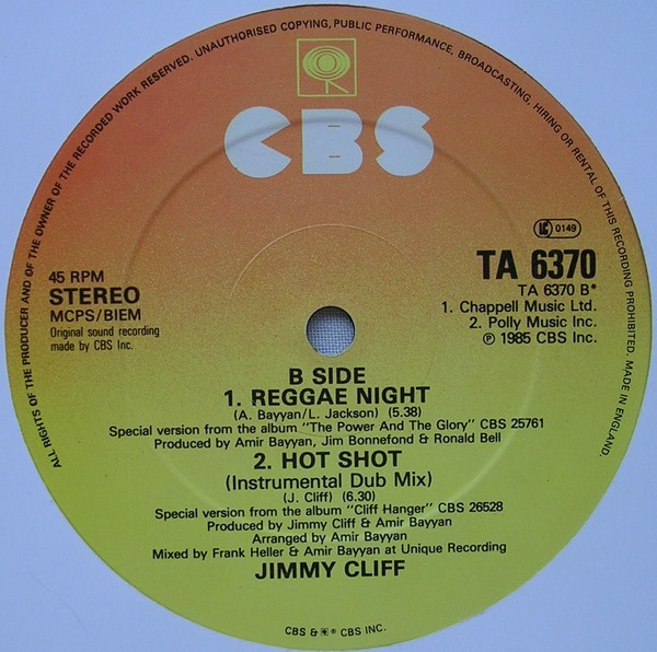 Jimmy Cliff - Hot Shot | CBS (TA 6370) - 4