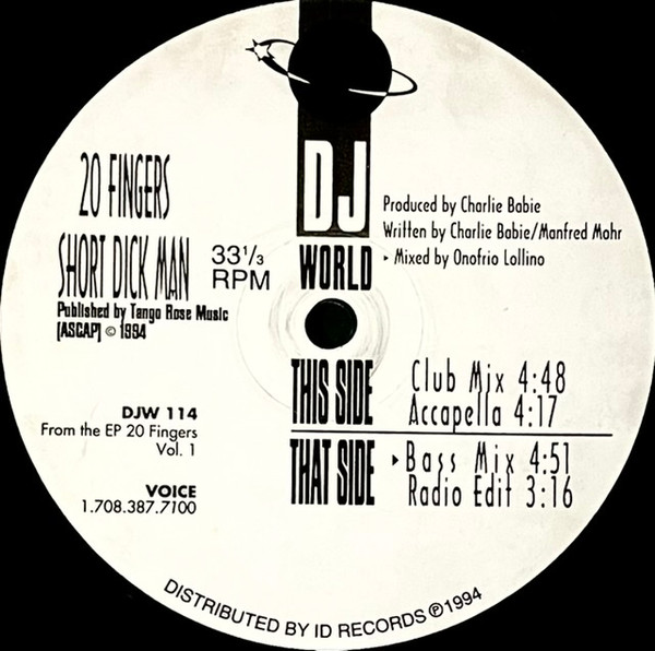 20 Fingers - Short Dick Man | D.J. World Records (DJW 114) - main 20 Fingers - Short Dick Man | D.J. World Records (DJW 114) - main