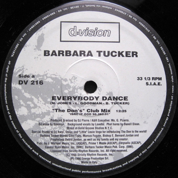 Barbara Tucker - Everybody Dance | D:vision Records (DV 216) - 3