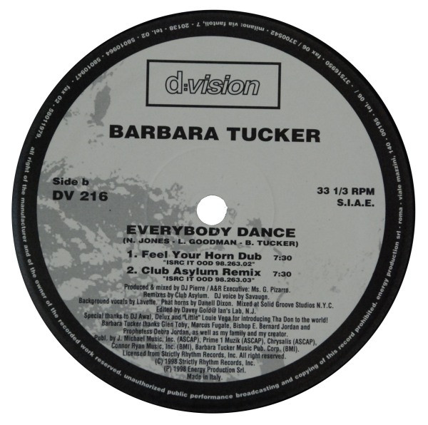 Barbara Tucker - Everybody Dance | D:vision Records (DV 216) - 6
