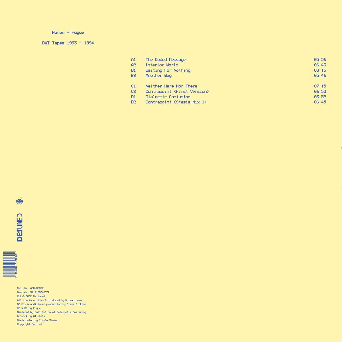 Nuron  &  Fugue - DAT Tapes 1993-1994 | De:tuned (ASGDE037) - 2