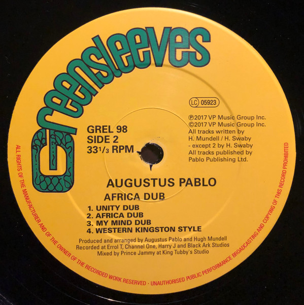 Augustus Pablo - Africa Must Be Free By 1983 Dub | Greensleeves Records (GREL 98) - 4