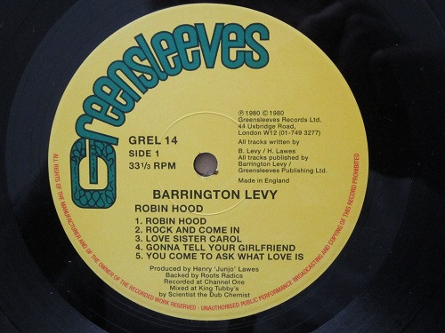 Barrington Levy - Robin Hood | Greensleeves Records (GREL 14) - 3