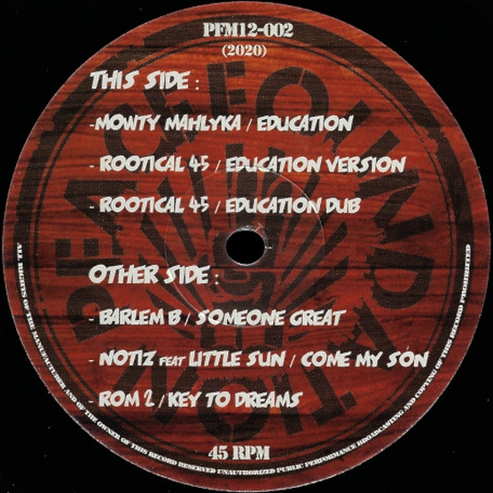 Mowty Mahlyka , Rootical 45 / Barlem B , Notiz Feat. Little Sun , Rom 2 - Education | Peace Foundation Music (PFM12- 002) - 3 Mowty Mahlyka , Rootical 45 / Barlem B , Notiz Feat. Little Sun , Rom 2 - Education | Peace Foundation Music (PFM12- 002) - 3