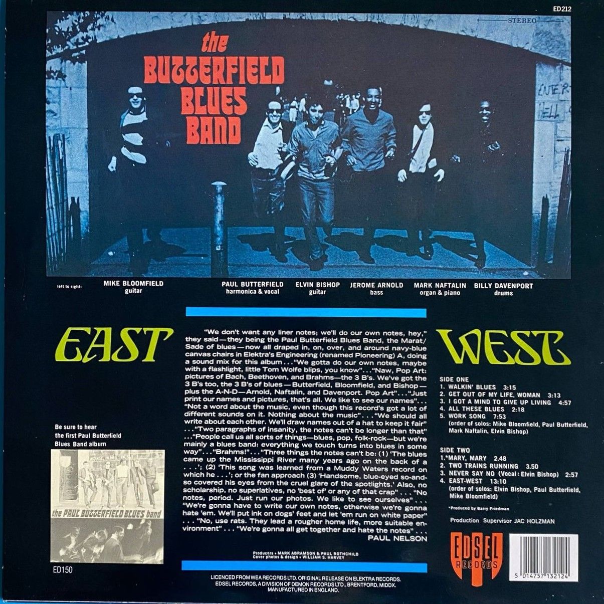 The Paul Butterfield Blues Band - East West | Edsel Records (ED 212) - 2