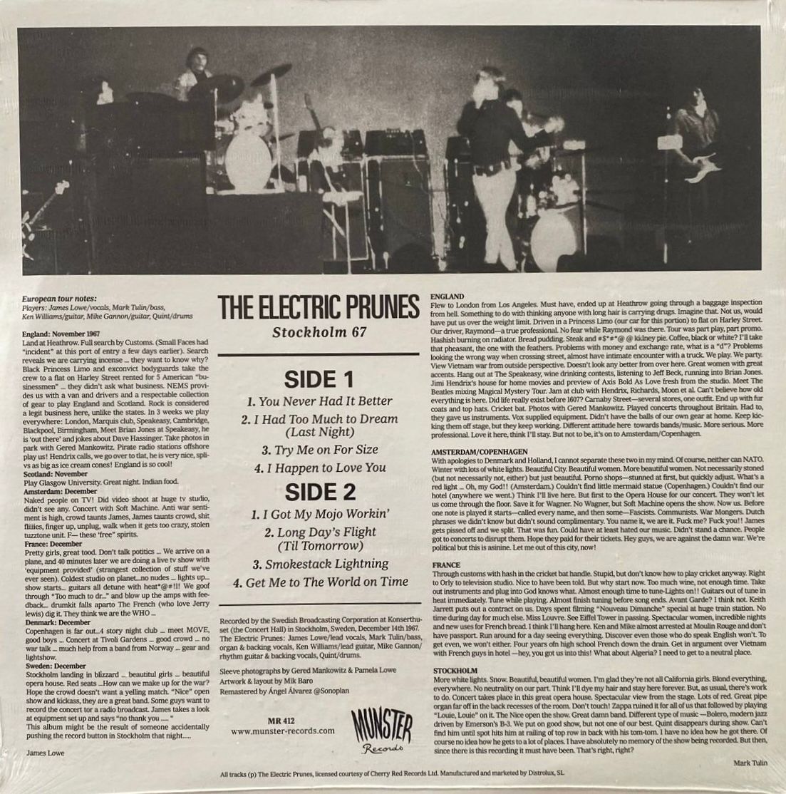 The Electric Prunes - Stockholm 67 | Munster Records (MR 412) - 2