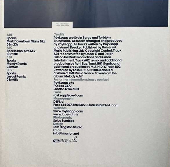 Röyksopp - Sparks | Labels (VISA 8835) - 2