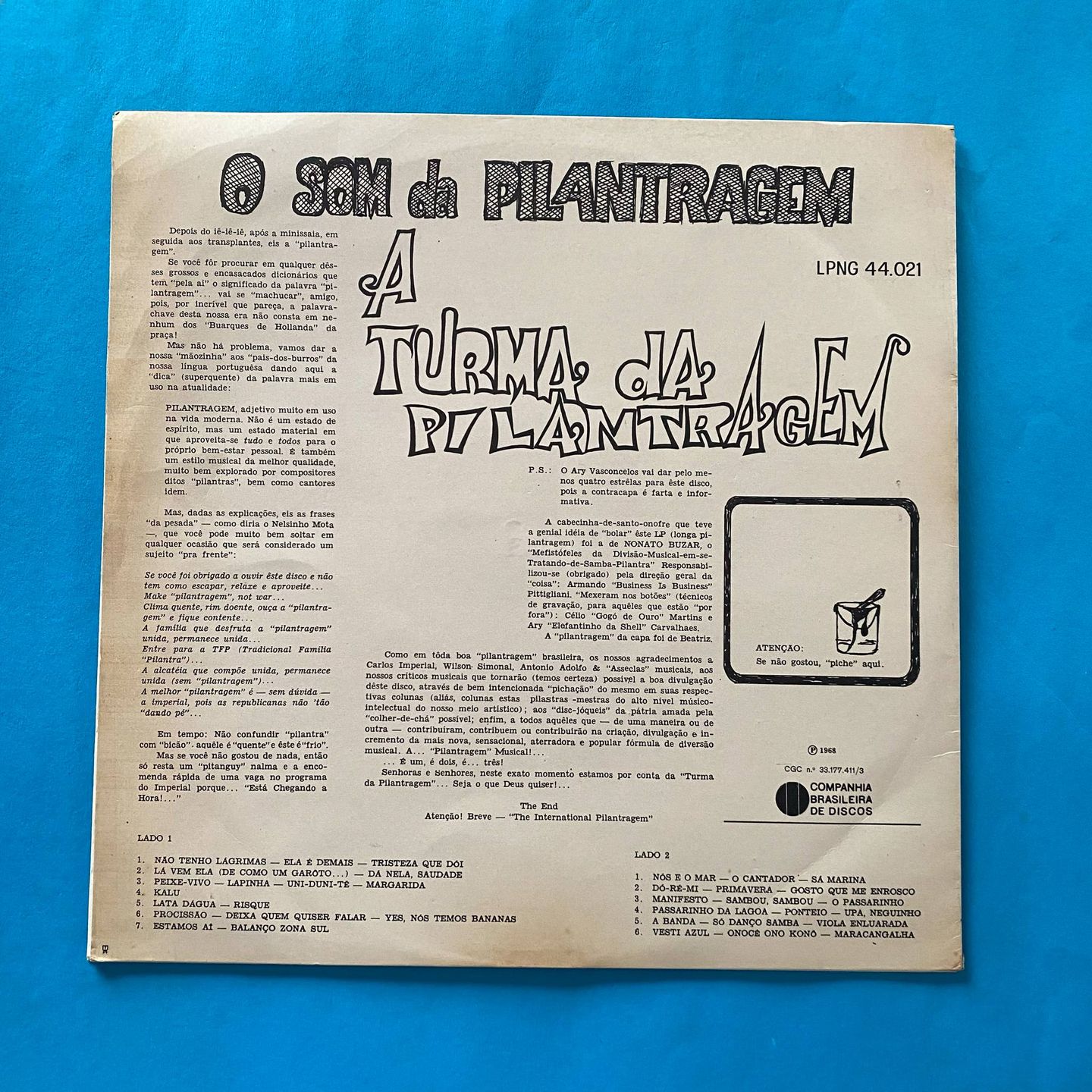 A Turma Da Pilantragem - O Som Da Pilantragem | Polydor (LPNG 44.021) - 2