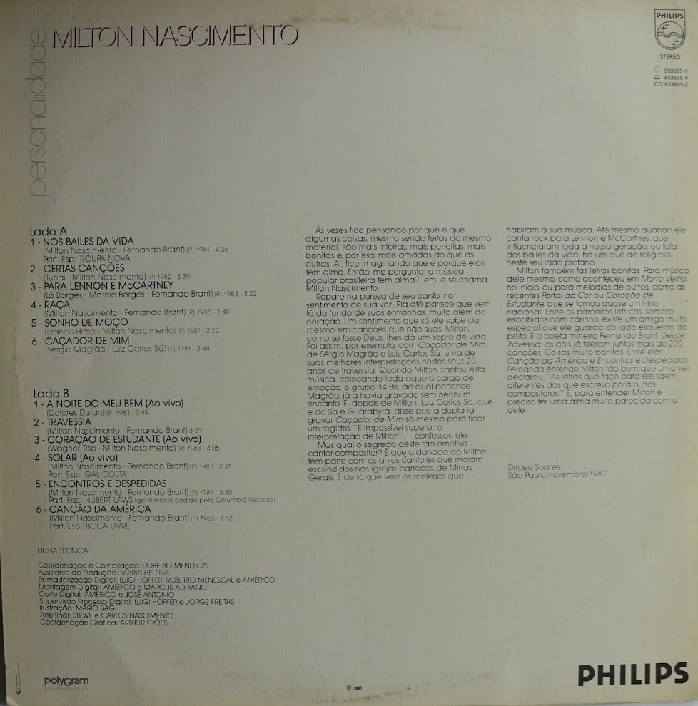 Milton Nascimento - Personalidade | Philips (833 695-1) - 2