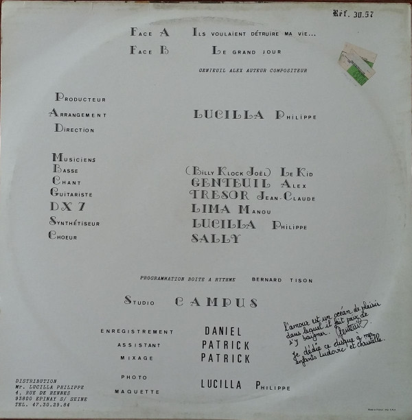 Alex Genteuil - Ils Voulaient Détruire Ma Vie | Not On Label (3057) - 2