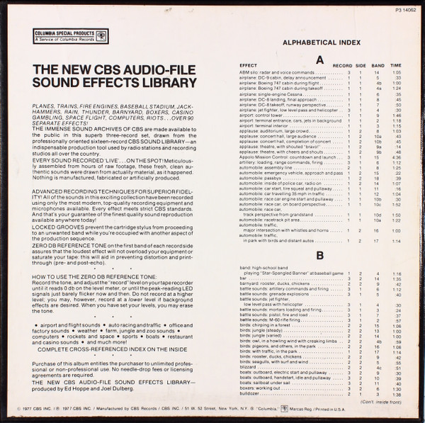 The New CBS Audio-File Sound Effects Library
