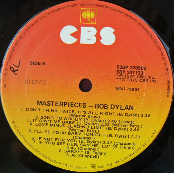 Bob Dylan - Masterpieces | CBS (S3BP 220502) - 20 Bob Dylan - Masterpieces | CBS (S3BP 220502) - 20