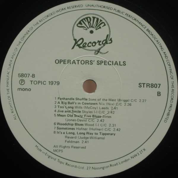 Various - Operators' Specials | String Records (STR807) - 4 Various - Operators' Specials | String Records (STR807) - 4