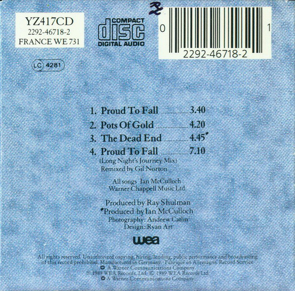 Ian McCulloch - Proud To Fall | WEA (YZ417CD) - 2 Ian McCulloch - Proud To Fall | WEA (YZ417CD) - 2