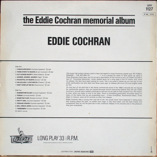 Eddie Cochran - The Eddie Cochran Memorial Album | Liberty (LBYF 1127) - 2 Eddie Cochran - The Eddie Cochran Memorial Album | Liberty (LBYF 1127) - 2