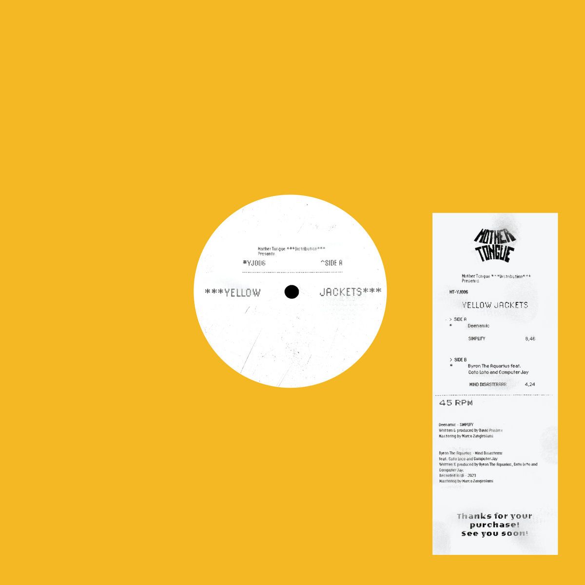 Deenamic & Byron The Aquarius - Simplify / Mind Disasterrrr | Yellow Jackets (YJ006) - main Deenamic & Byron The Aquarius - Simplify / Mind Disasterrrr | Yellow Jackets (YJ006) - main