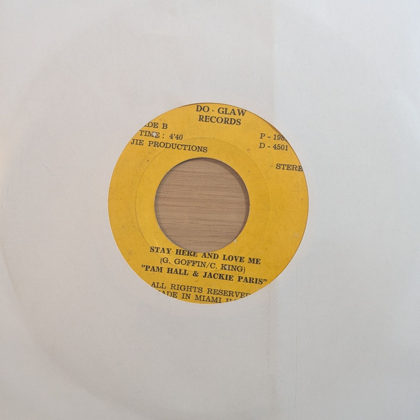 Pam Hall  &  Jackie Paris - Stay Here & Love Me / One Draw | Do Glaw Records () - 2
