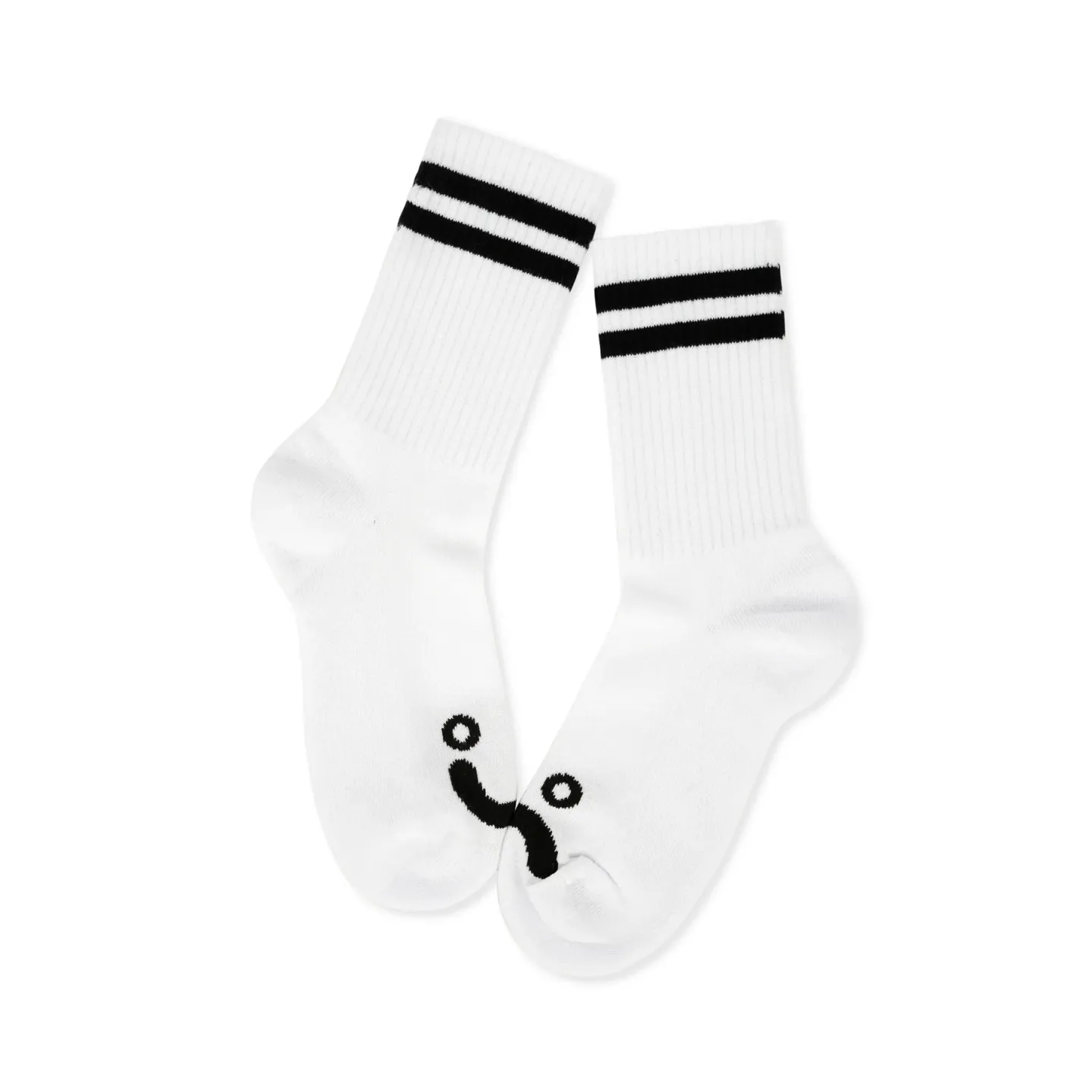 Rib Socks - Happy Sad | White