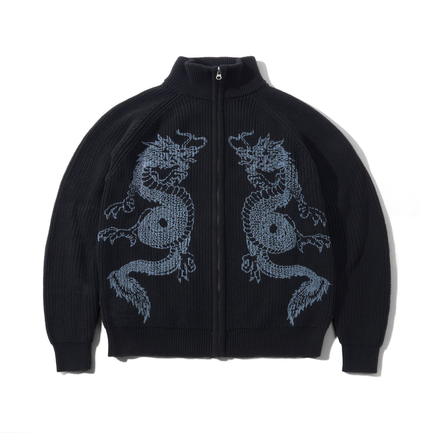 Dragon Zip-Thru Knit Sweater | Black