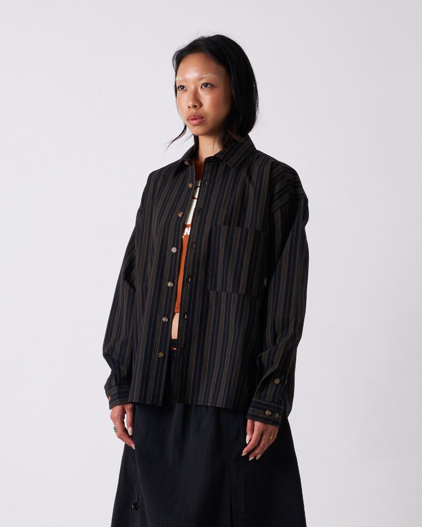 Raw Stripe Shirt | Black