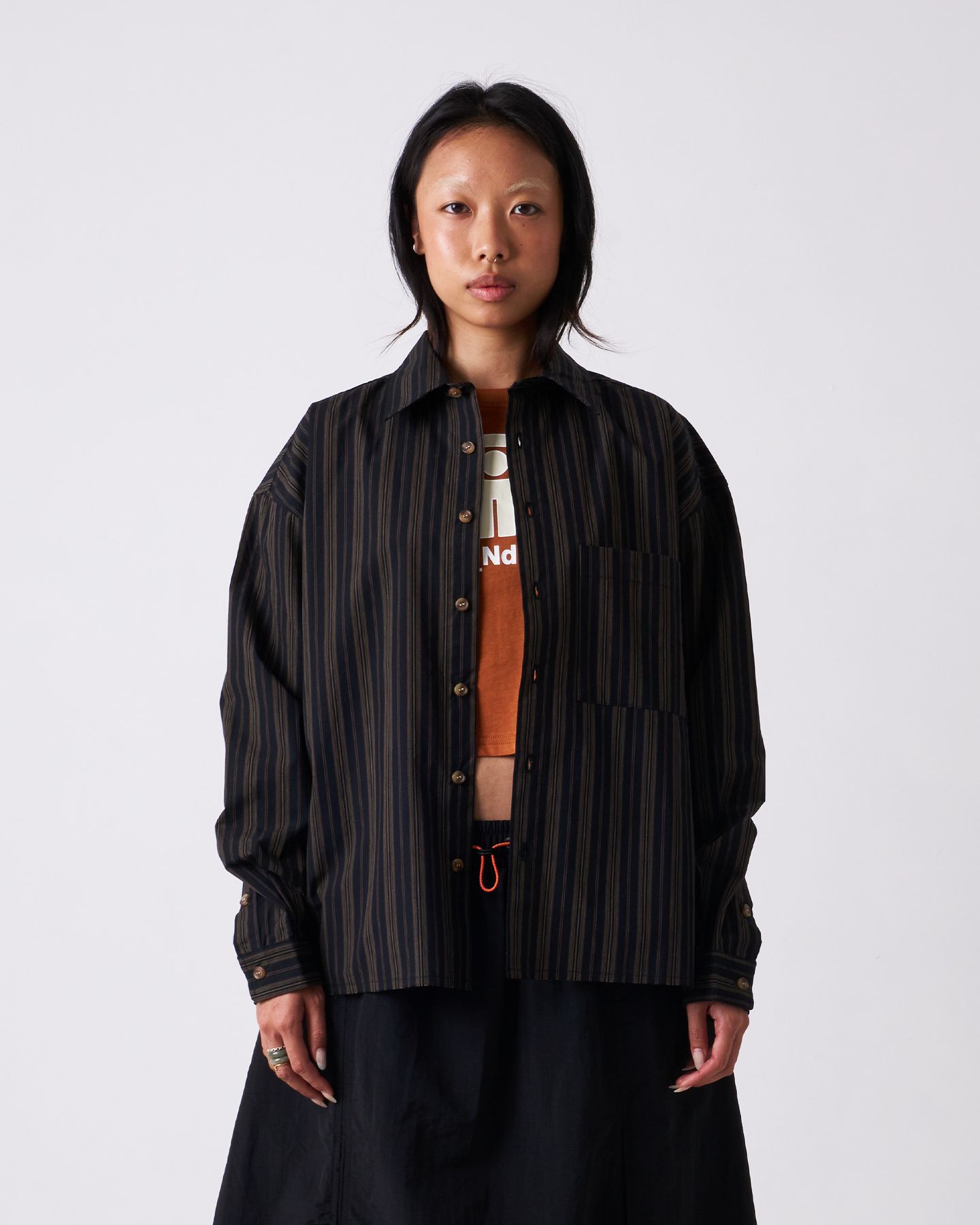 Raw Stripe Shirt | Black