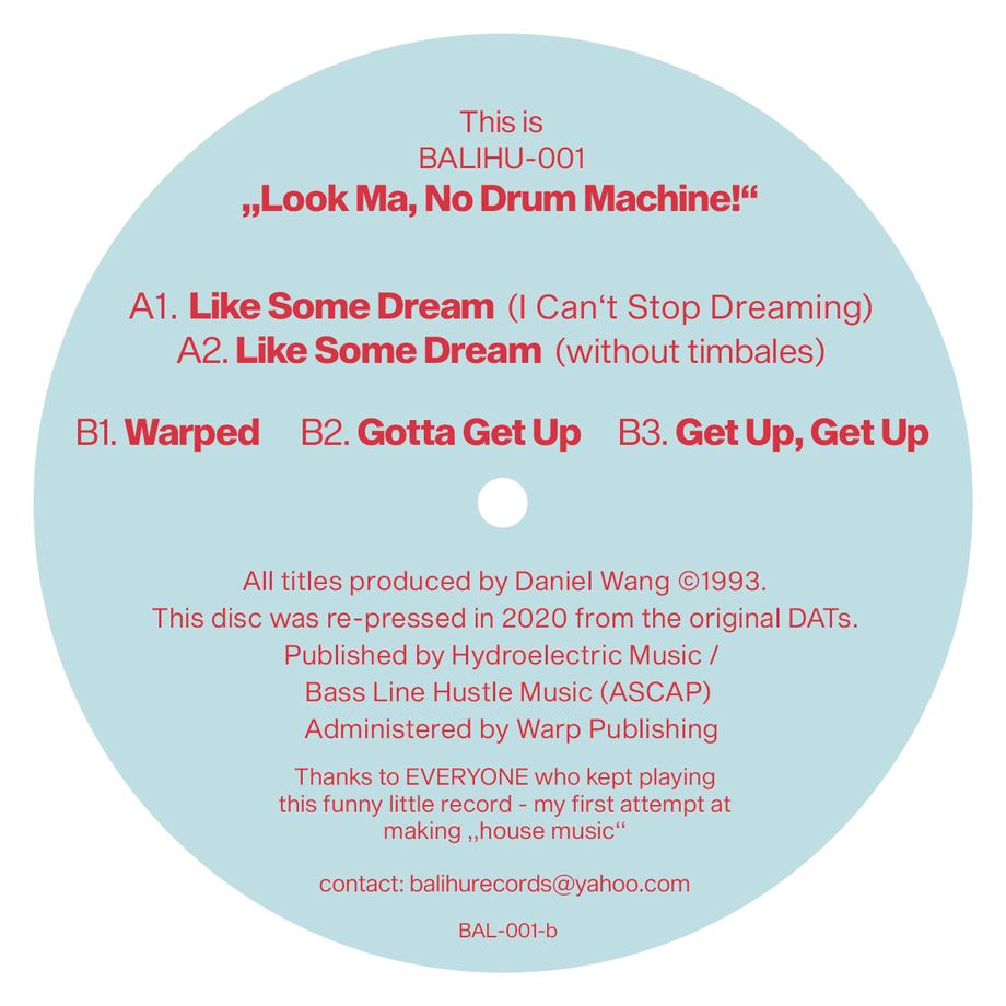 Daniel Wang - The Look Ma No Drum Machine Ep | Balihu Records (BAL-001) - main