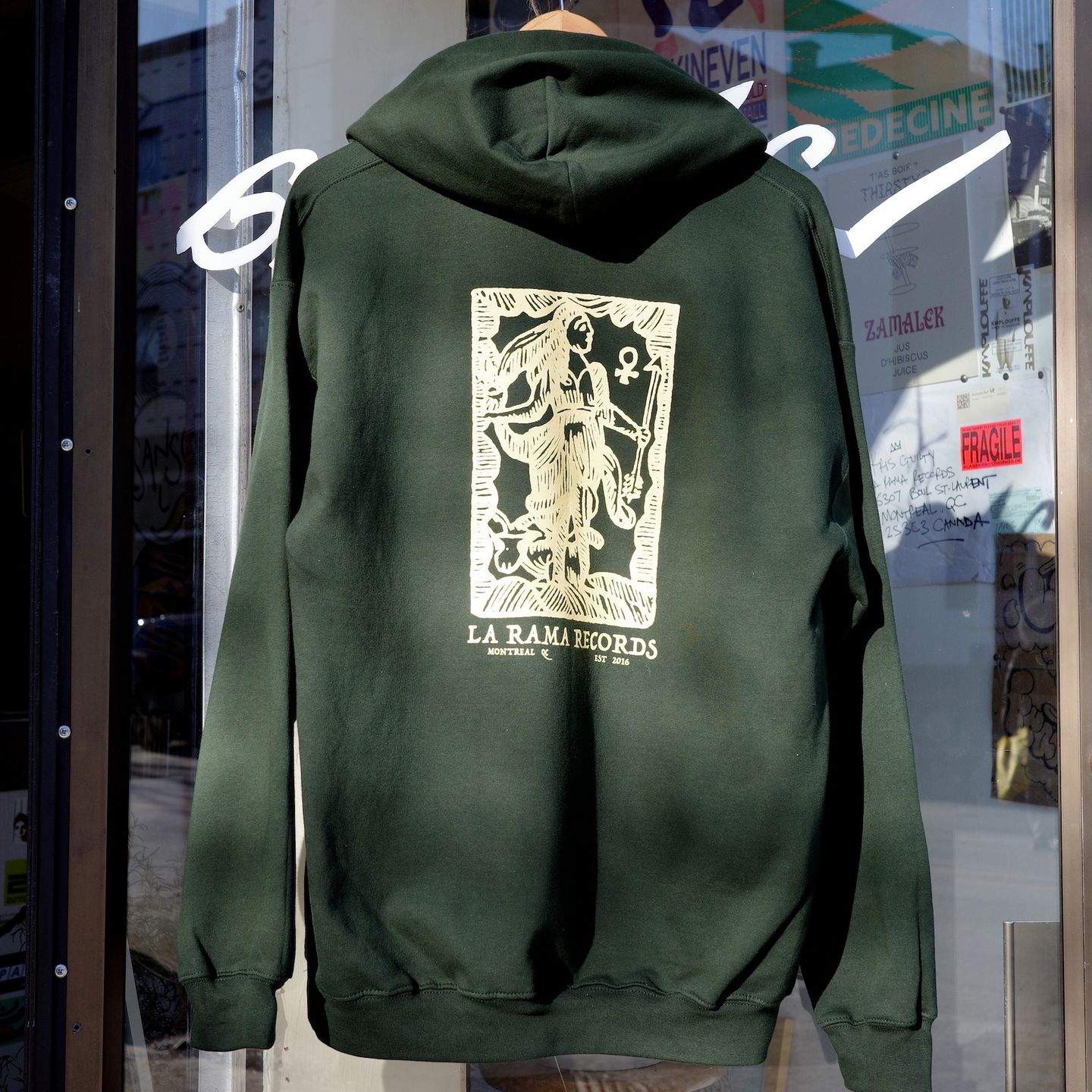 La Rama - Venus Cotton Hoodie - Forest Green & Cream - 4 La Rama - Venus Cotton Hoodie - Forest Green & Cream - 4