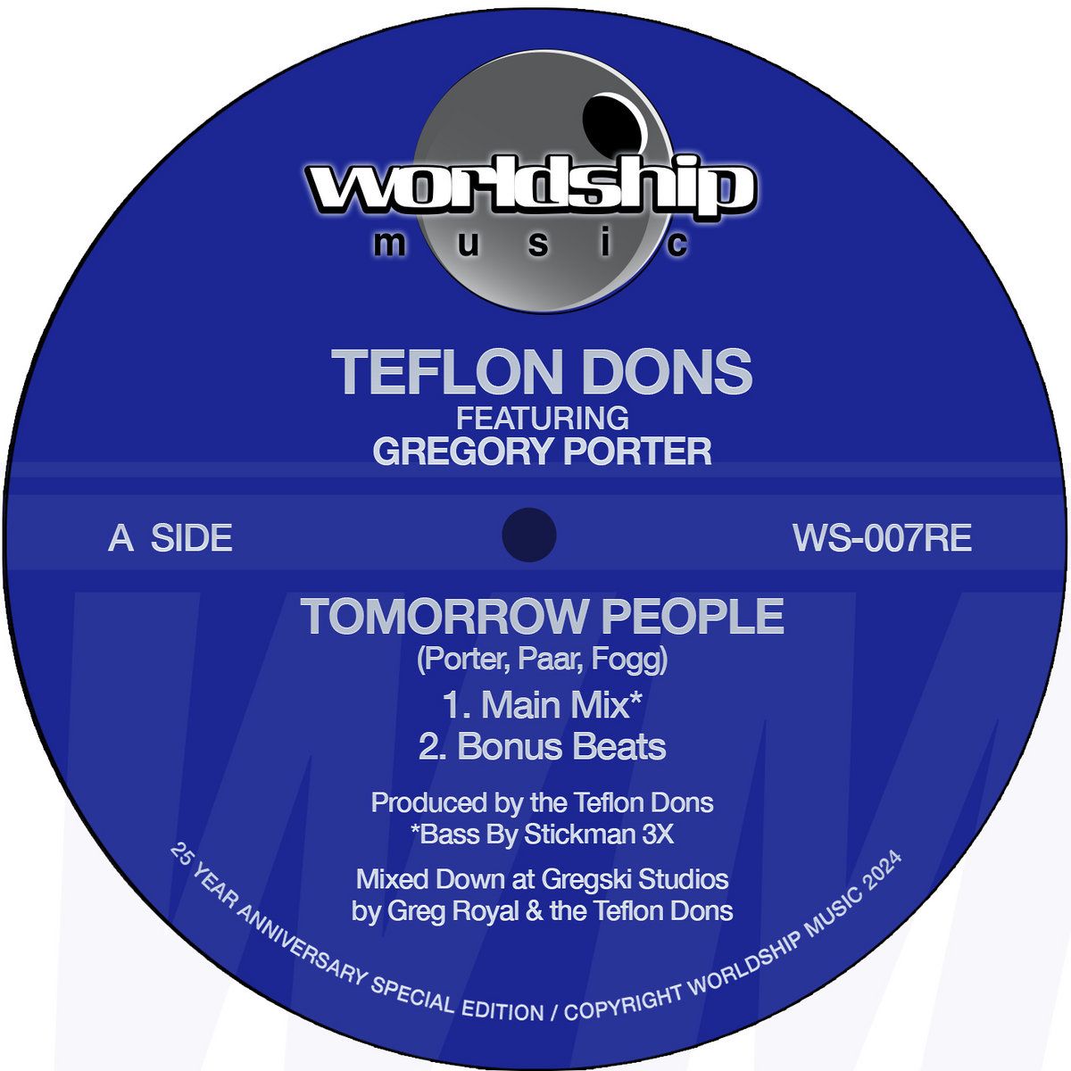Teflon Dons Featuring Gregory Porter - Tomorrow People | Worldship (WS-007RE)