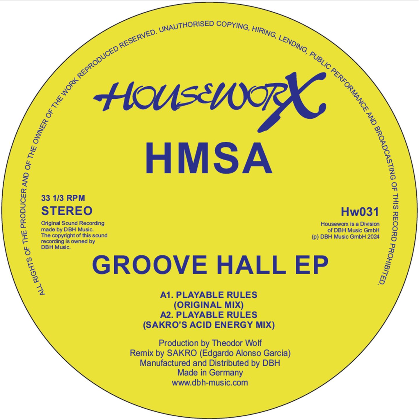 HSMA - Groove Hall Ep | Houseworx (hw031) - main HSMA - Groove Hall Ep | Houseworx (hw031) - main