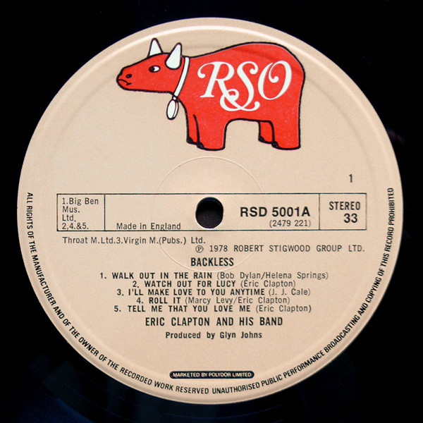 Eric Clapton - Backless | RSO (RSD 5001) - 6