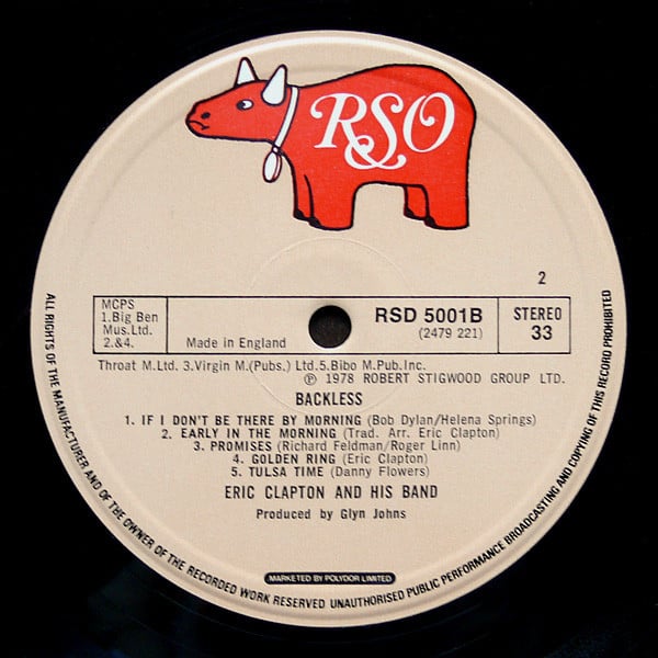 Eric Clapton - Backless | RSO (RSD 5001) - 7