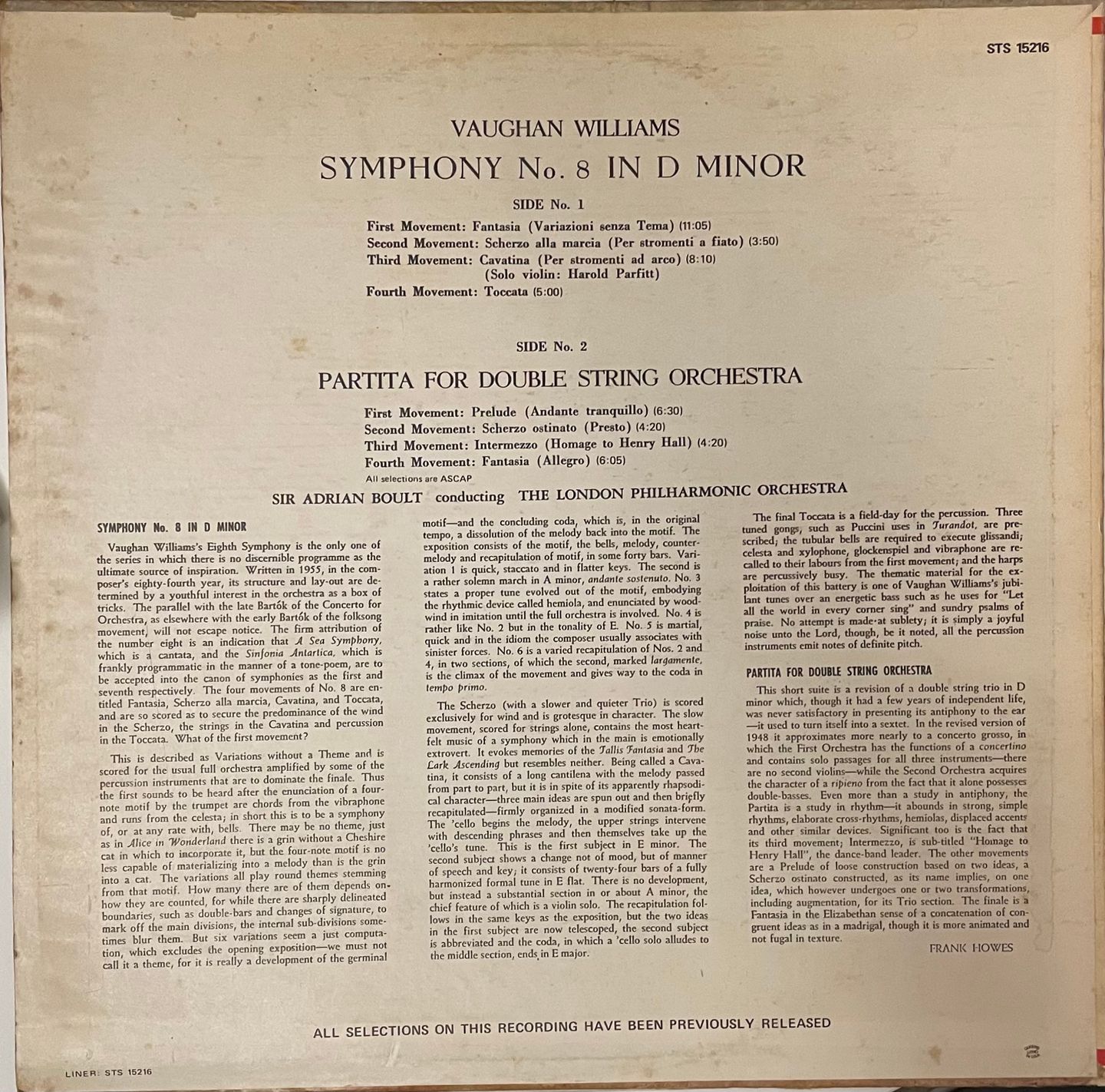 Symphony No. 8 In D Minor / Partita For Double String Orchestra