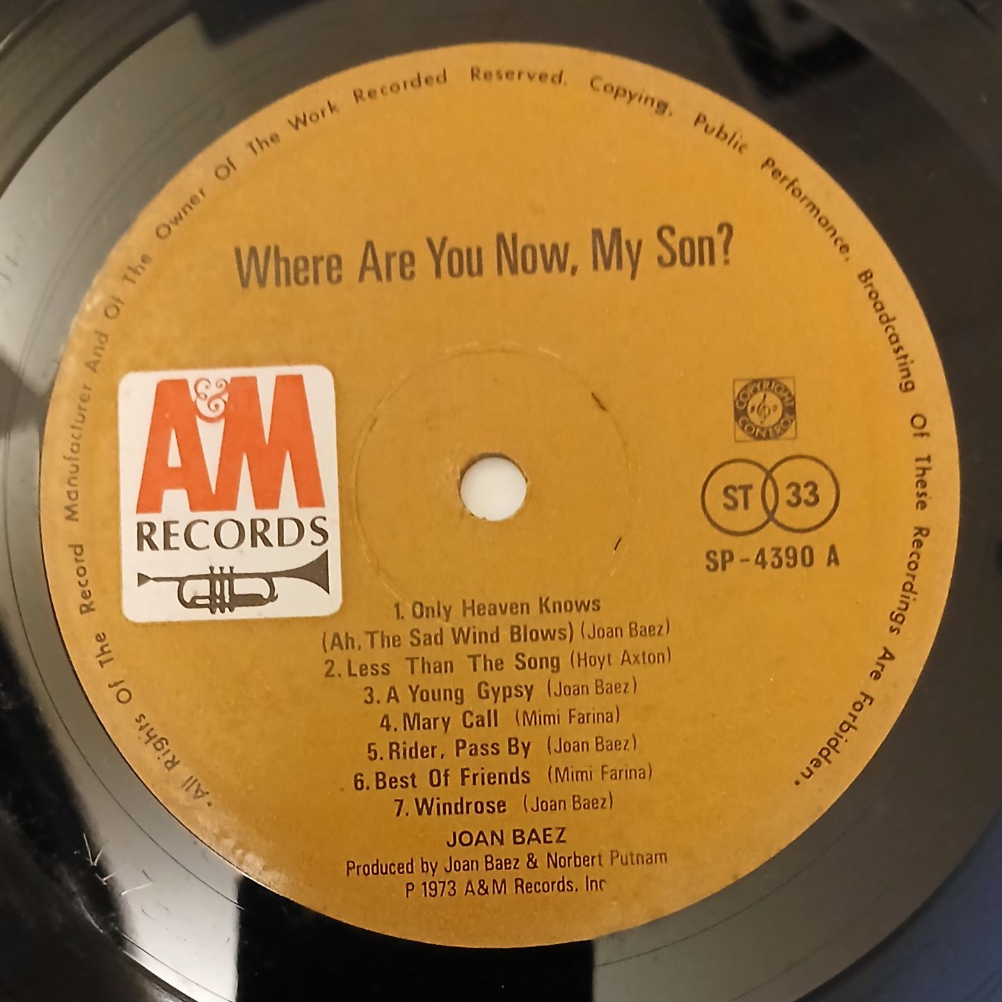 Joan Baez - Where Are You Now, My Son? | A&M Records (SP-4390) - 3