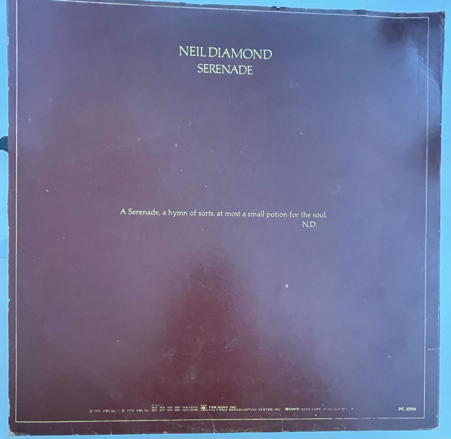 Neil Diamond - Serenade | CBS/Sony (PC 32919) - main Neil Diamond - Serenade | CBS/Sony (PC 32919) - main